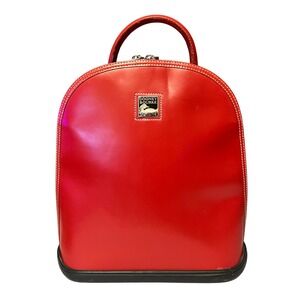 Vintage Dooney & Bourke Red Leather Backpack Bag Purse Par a Sole Mini Dome USA
